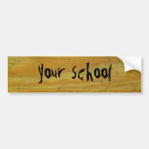 Your school on old school desk background bumper sticker