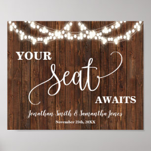 Your seat awaits wedding reception pink floral pos poster