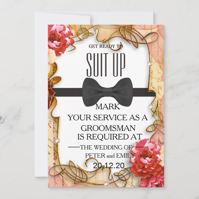 Your Service as a Groomsman Invitation (Front)