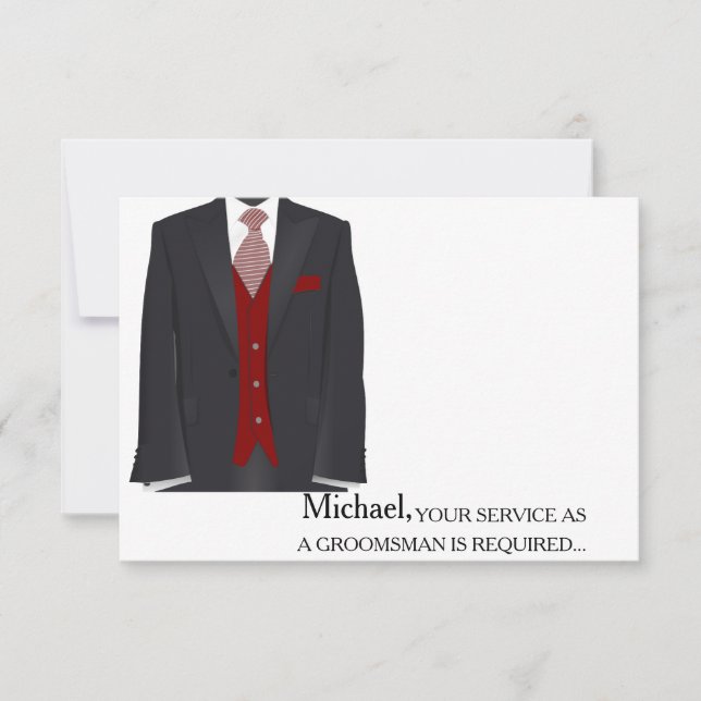 Your Service As A Groomsman Required Personalised Invitation (Front)