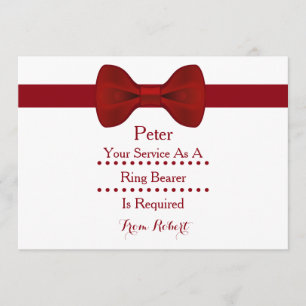 Your service as a Ring Bearer is required Red Bow Invitation
