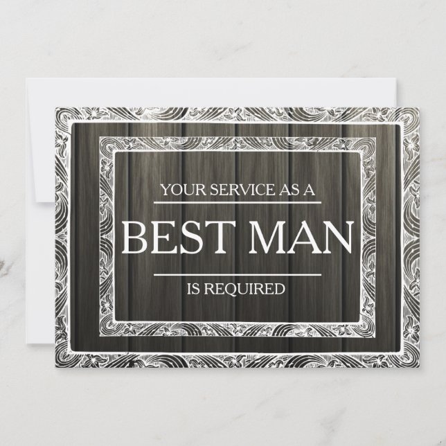 Your Service Is Requested as Best Man Groomsman Invitation (Front)