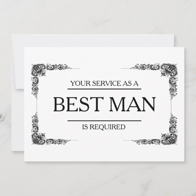 Your Service Is Requested as Best Man Groomsman Invitation (Front)
