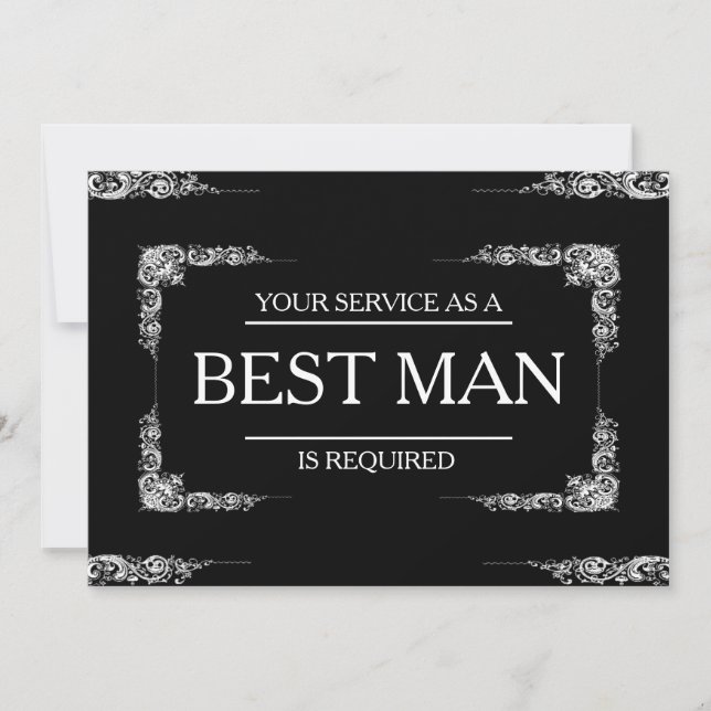 Your Service Is Requested as Best Man Groomsman Invitation (Front)