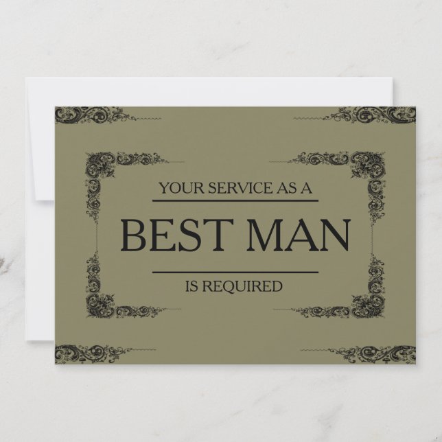 Your Service Is Requested as Best Man Groomsman Invitation (Front)
