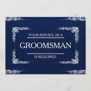 Your Service Is Requested as Groomsman Blue Jeans Invitation