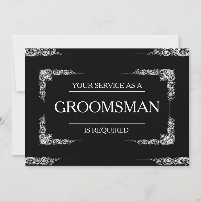 Your Service Is Requested as Groomsman Invitation (Front)