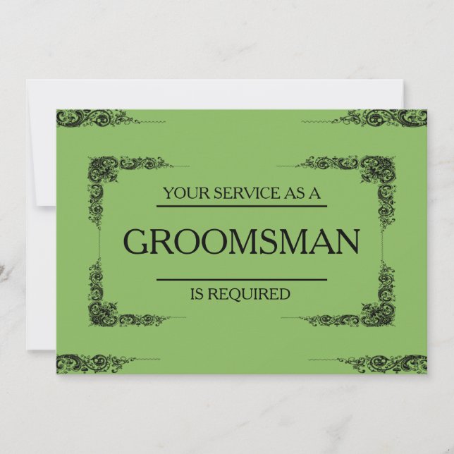 Your Service Is Requested as Groomsman Invitation (Front)