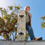 Your (Short) Name is All Over This Skateboard<br><div class="desc">Create a very extremely personalized skateboard deck. Your custom name appears all over this skateboard in a collage of different fonts and lettering styles. Lettering in red, yellow, orange, lime green, turquoise, pink and purple is set against a light tan or cream colored background. This style is ideally suited to...</div>
