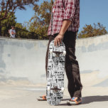Your (Short) Name is All Over This Skateboard<br><div class="desc">Create a very extremely personalised skateboard deck. Your custom name appears all over this skateboard in a collage of different fonts and lettering styles. Black lettering is set against a white background. This style is ideally suited to shorter length names of up to 4 letters for longer names view the...</div>
