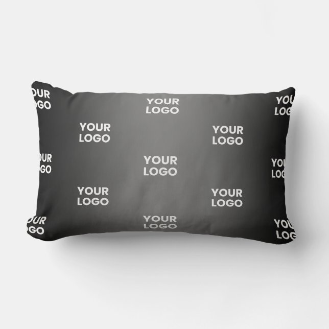 Your Simple Repeating Logo | Black & Grey Gradient Lumbar Cushion (Front)