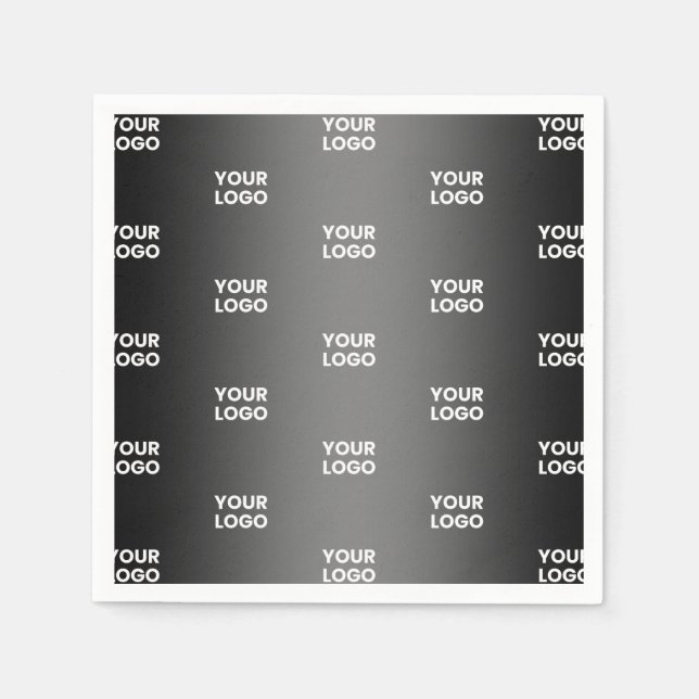 Your Simple Repeating Logo | Black & Grey Gradient Napkin (Front)