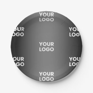 Your Simple Repeating Logo   Black & Grey Gradient Paper Plate