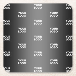 Your Simple Repeating Logo   Black & Grey Gradient Square Paper Coaster