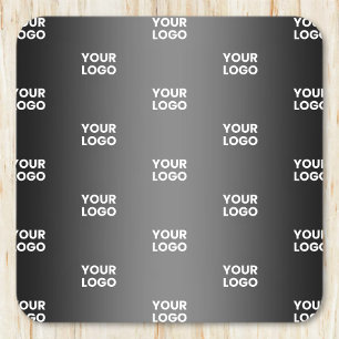 Your Simple Repeating Logo   Black & Grey Gradient Square Paper Coaster