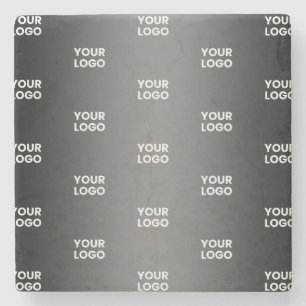 Your Simple Repeating Logo   Black & Grey Gradient Stone Coaster