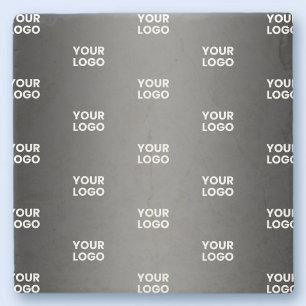 Your Simple Repeating Logo   Black & Grey Gradient Stone Coaster