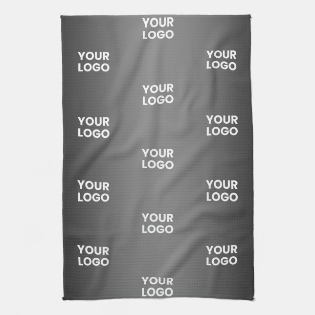 Your Simple Repeating Logo | Black & Grey Gradient Tea Towel (Vertical)