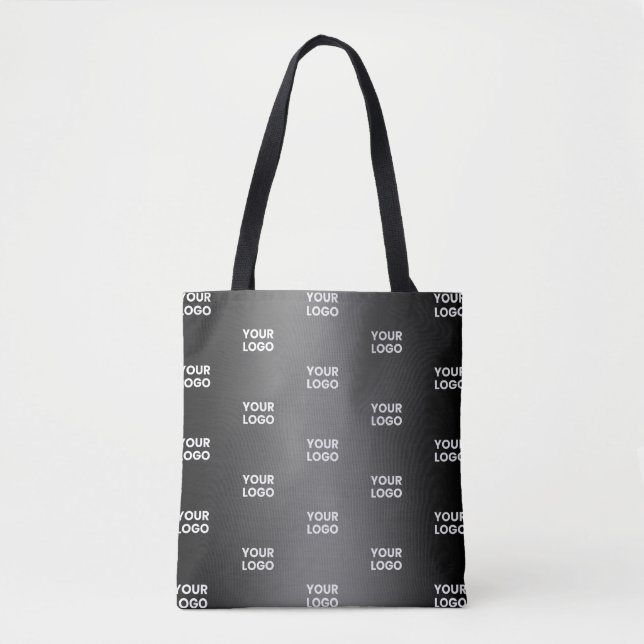 Your Simple Repeating Logo | Black & Grey Gradient Tote Bag (Front)