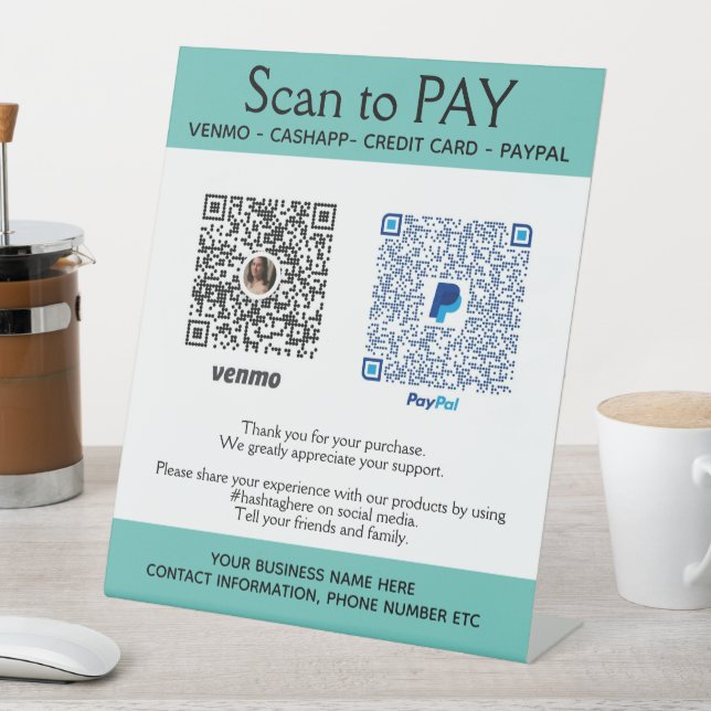 Your Small Business PayPal Pay Here Pedestal Sign (In SItu)