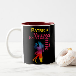 Your smile makes me smile I Valentines day gift  Two-Tone Coffee Mug