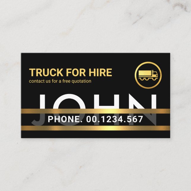 Your Special Name Gold Lines Trucker Business Card (Front)