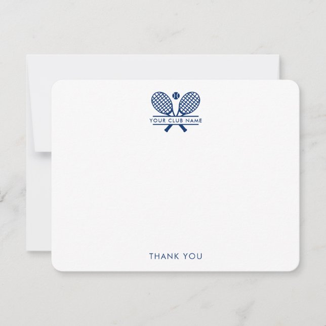Your Sports Club Name Blue Tennis Team Coach Thank You Card (Front)