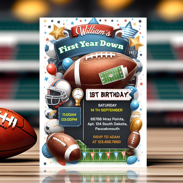 Your Sports kids boys ticket Football 1st Birthday Invitation (Creator Uploaded)