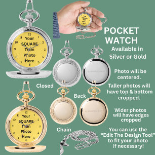 Your Square Train Photo Pocket  Watch