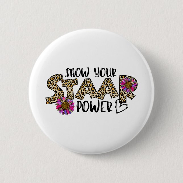 Your Staar Power Leopard Teacher Testing Exam Test 6 Cm Round Badge (Front)