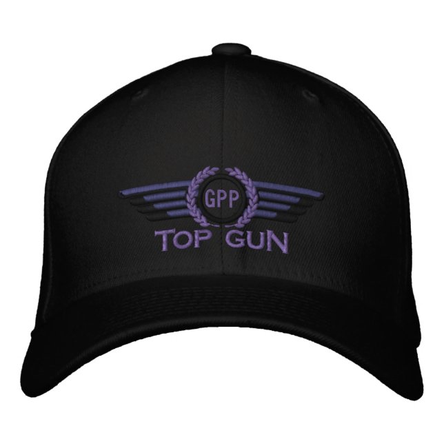 Your Star Monogram Aviation Laurels Pilot Wings Embroidered Hat (Front)
