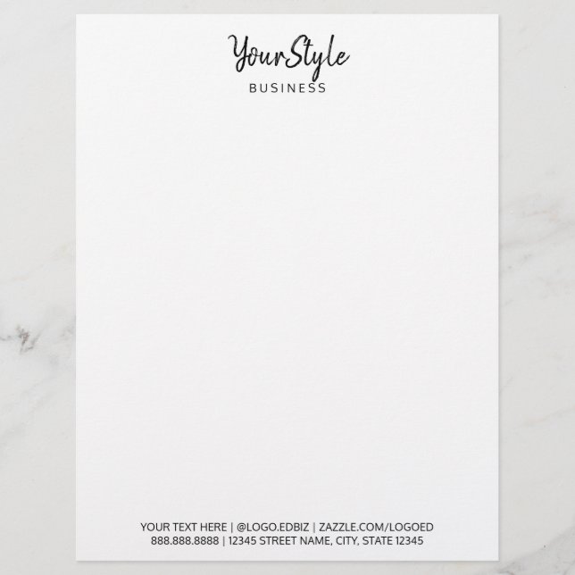 Your Style Business (Text Type) Custom Letterhead (Front)