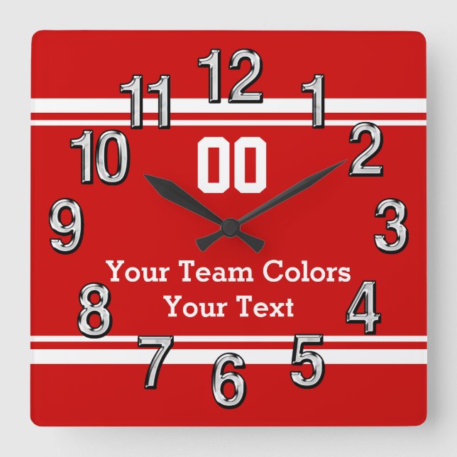 Your Team Colours and Text Sports Wall Clocks (Front)