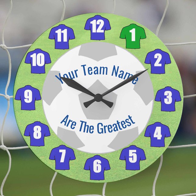 Your Team Name Football Clock - Blue Shirts (Creator Uploaded)