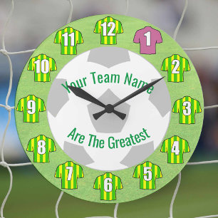 Your Team Name - Green and Yellow Shirts Large Clock