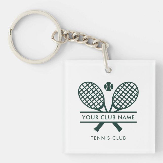 Your Tennis Club Name Team Green Logo Custom Key Ring (Front)