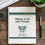 Your Tennis Club Name Team Players Swag Green 2025 Planner<br><div class="desc">Stay on top of your game and your schedule with our personalised tennis-themed planners. Adorned with a tennis racket and ball motif, this planner is perfect for tennis lovers who appreciate style and organisation. Customisable with your name or initials, they add a personal touch to your daily planning. Whether you’re...</div>