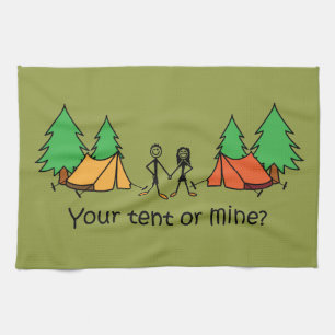 Your Tent Or Mine Olive Green Festival Quote Tea Towel