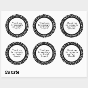 Your Text 40th Random Number Pattern Black/White Classic Round Sticker