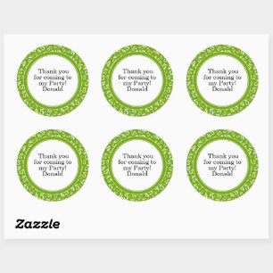 Your Text 45th Random Number Pattern Green/White Classic Round Sticker