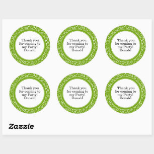 Your Text 55th Random Number Pattern Green/White Classic Round Sticker
