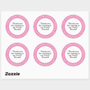  Your Text 55th Random Number Pattern Pink/White Classic Round Sticker