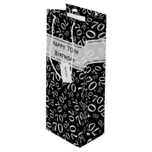 Your text: 70th Birthday Black/White Number 70 Wine Gift Bag