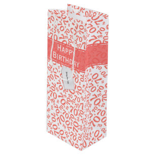 Your text: 70th Birthday Coral Number 70 Pattern Wine Gift Bag