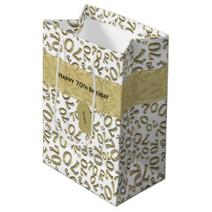 Your text: 70th Birthday Gold Number 70 Pattern Medium Gift Bag