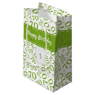 Your text: 70th Birthday Green Number 70 Pattern Small Gift Bag