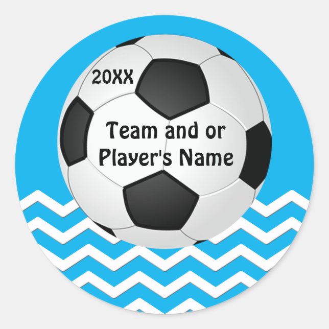 Your Text and Team Colours Chevron Soccer Stickers (Front)