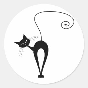 Your Text - Black Cat Character Pose 8 Poster Classic Round Sticker