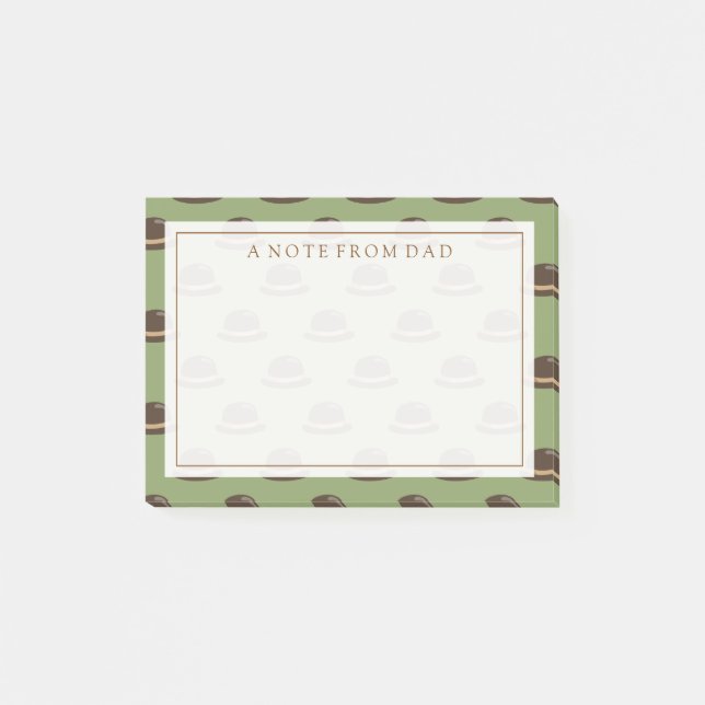 Your Text | Bowler Hats Brown & Green Post-it Notes (Front)