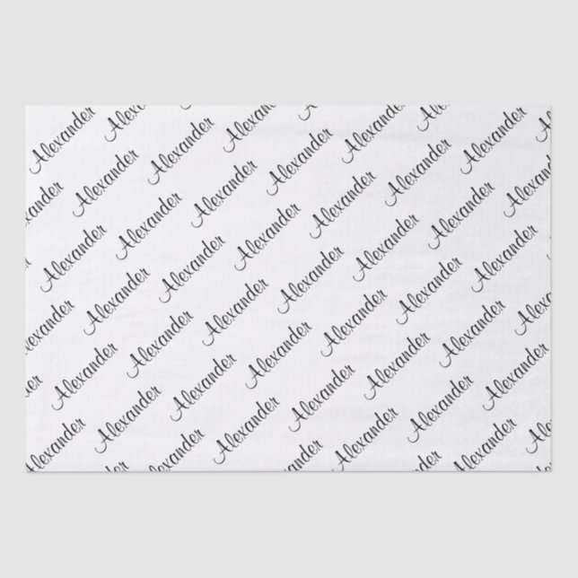 Your Text: Boy's Girl's Name Black/White Birthday  Tissue Paper (Front)